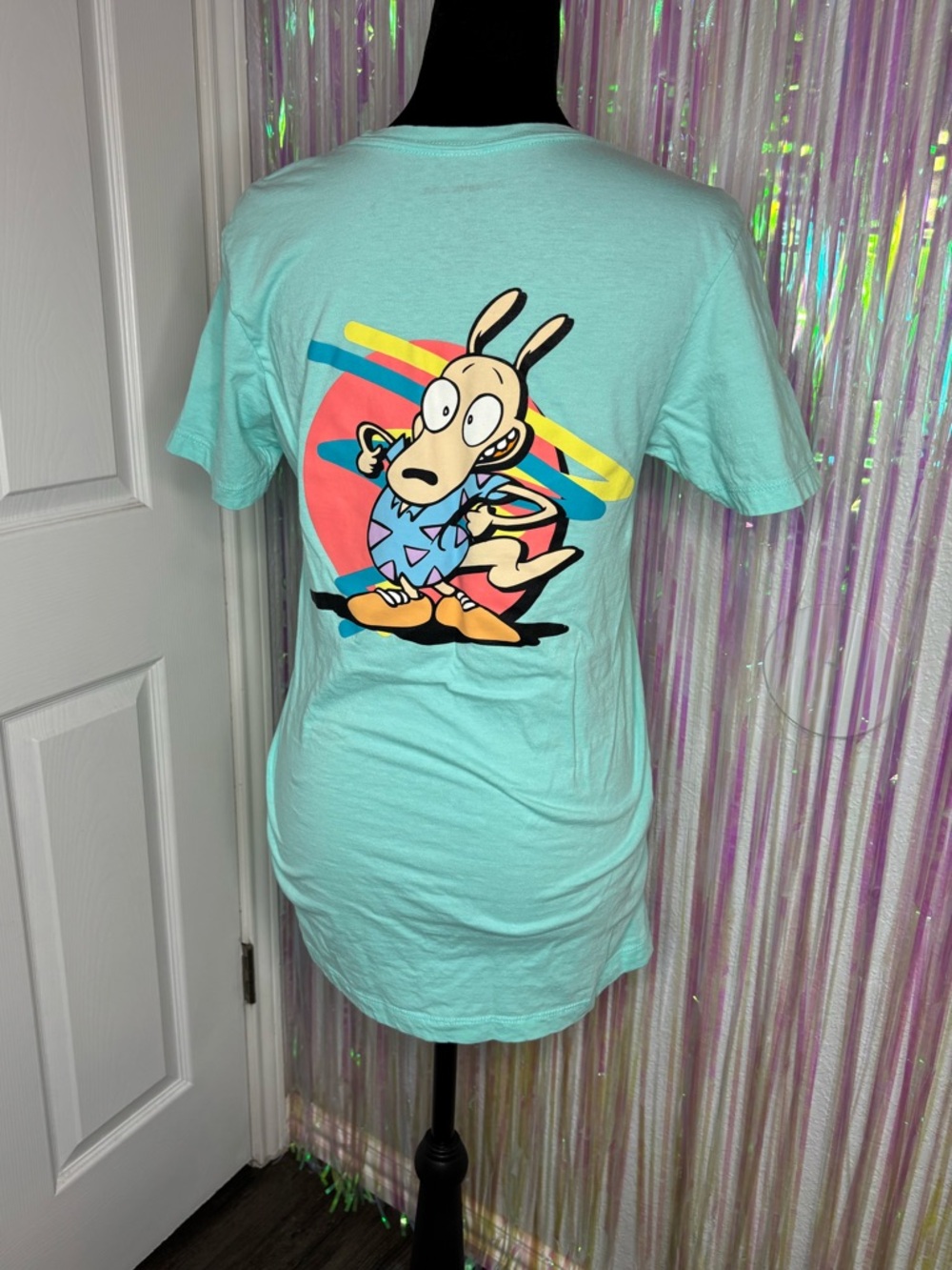 Nickelodeon Rocko’s Modern Life Aqua 100% Cotton Graphic Tee W/Logo Print Sz S